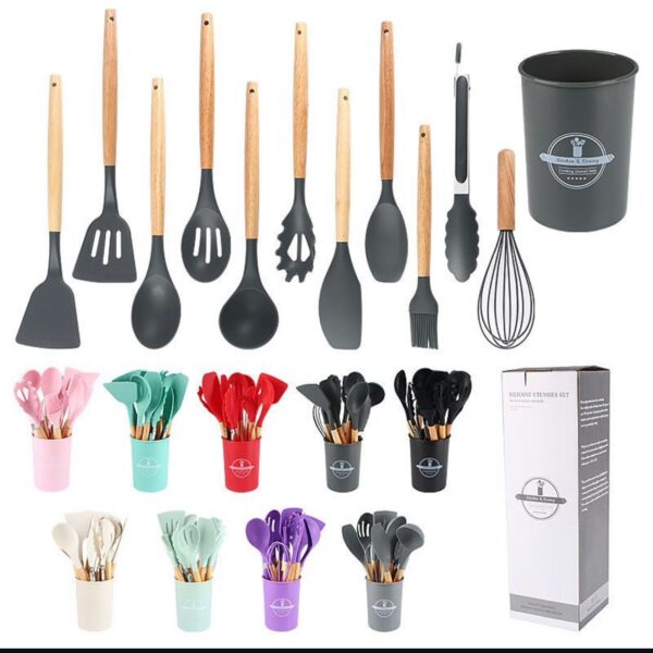 12PCS Silicon Non-Stick Cooking Spoon Set