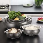 6 SET OF STAINLESS STEEL COLANDER SIEVE MESH BOWLS {L-XMS}