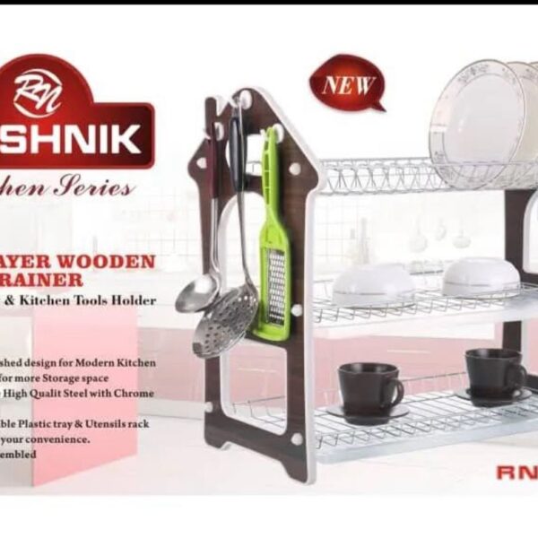 Rashnik Wooden Plate Rack 22 Dishes 3 Tiers