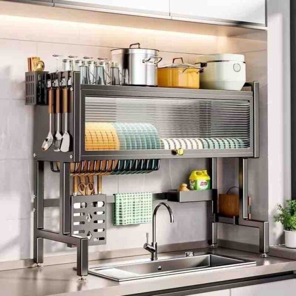 Over The Sink Dish Drainer/Dish Rack With Cover