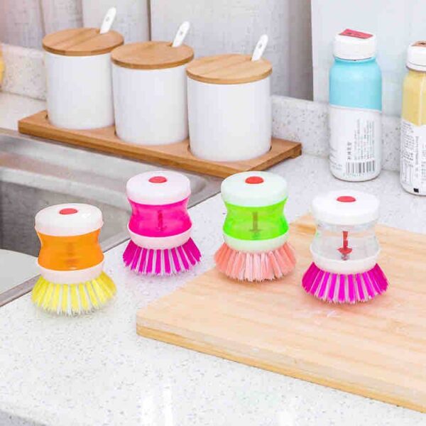 Colourful Cleaning Brush With Liquid Soap Dispenser