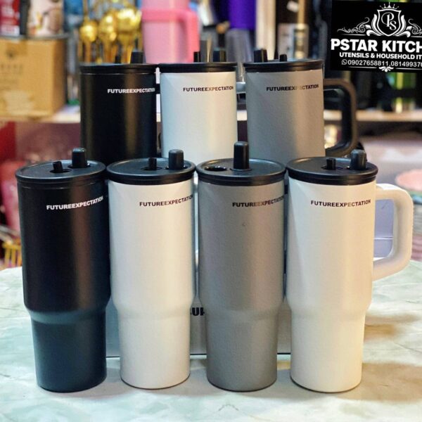 Stainless Steel Car Thermal Cup With Straw Reusable
